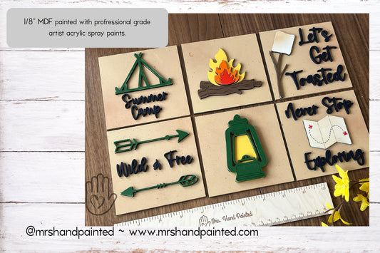 Digital Laser Cut File - Summer Camp Interchangeable Sign Tiles