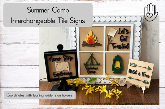 Summer Camp Interchangeable Signs - Laser Cut Wood Painted