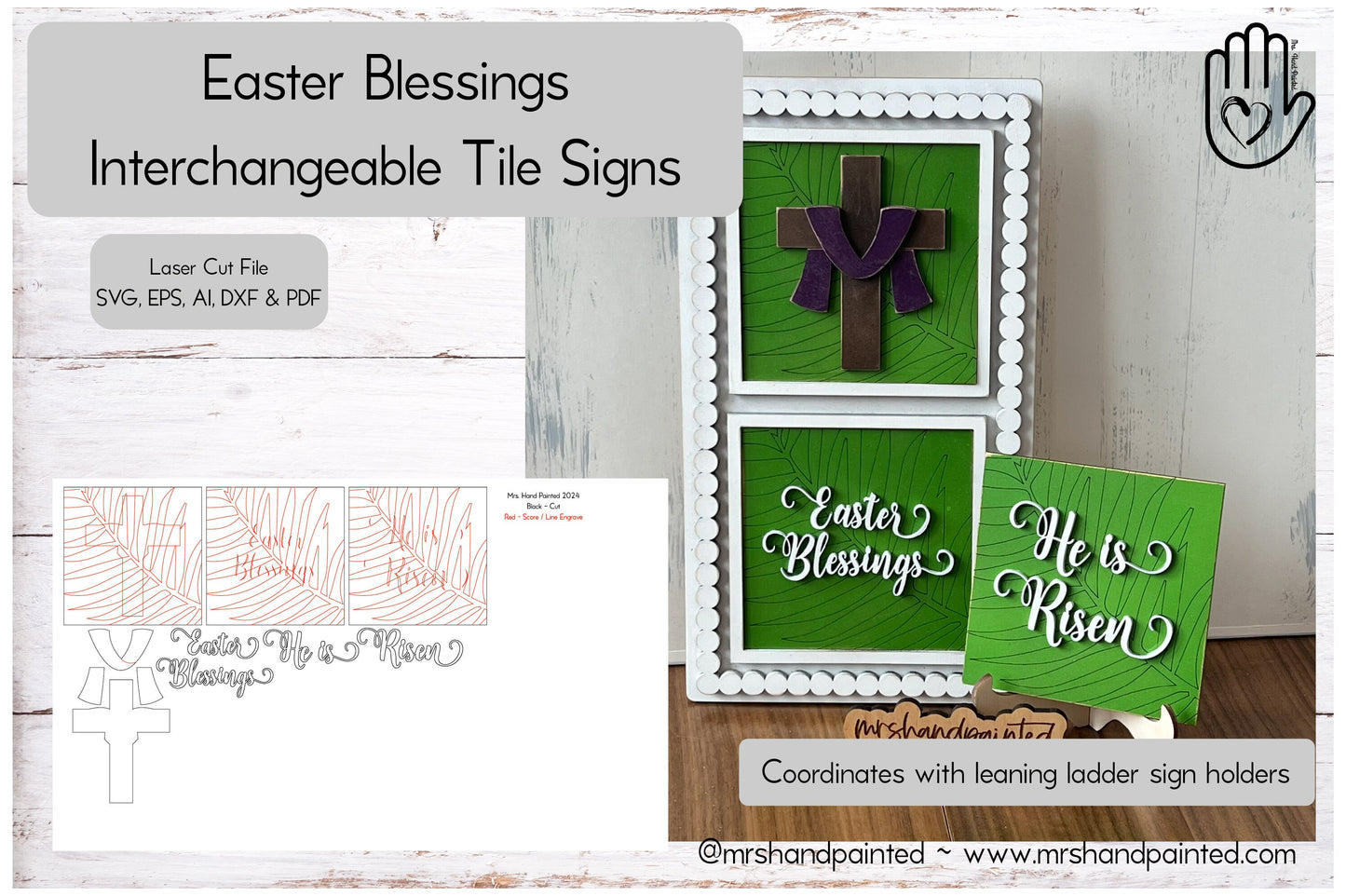 Digital Laser Cut File - Easter Blessings Interchangeable Sign Tiles