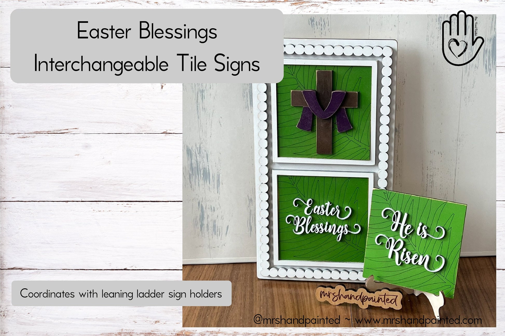 Easter Blessings Interchangeable Signs - Laser Cut Wood Painted