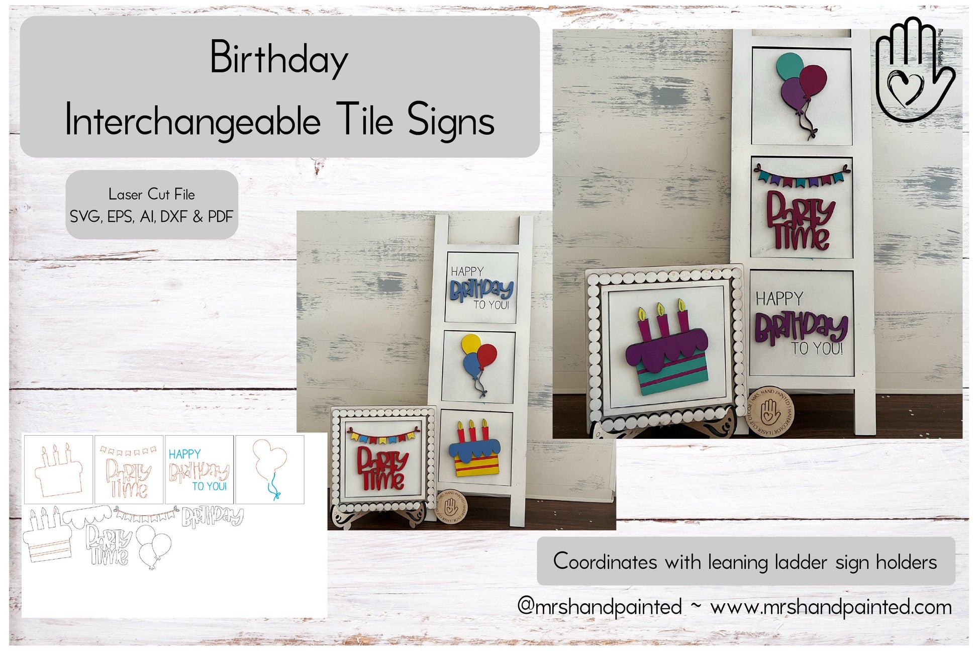 Digital Laser Cut File - Birthday Interchangeable Sign Tiles