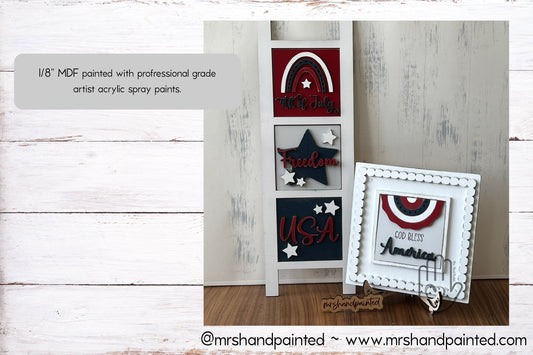 Digital Laser Cut File - Boho 4th of July Interchangeable Sign Tiles