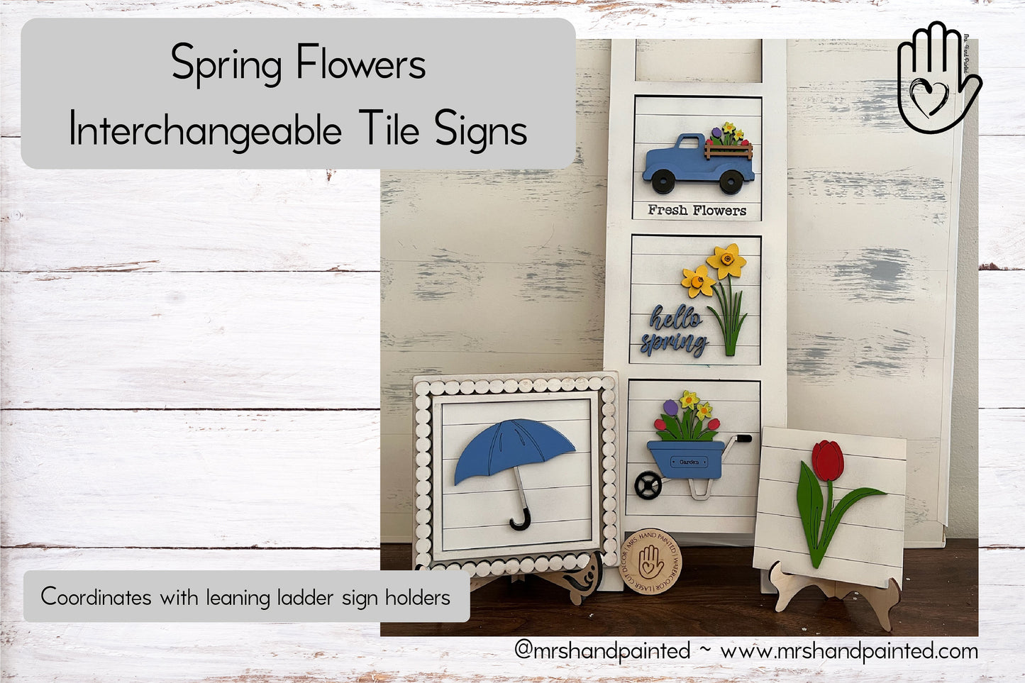 Spring Flowers Interchangeable Signs - Laser Cut Wood Painted