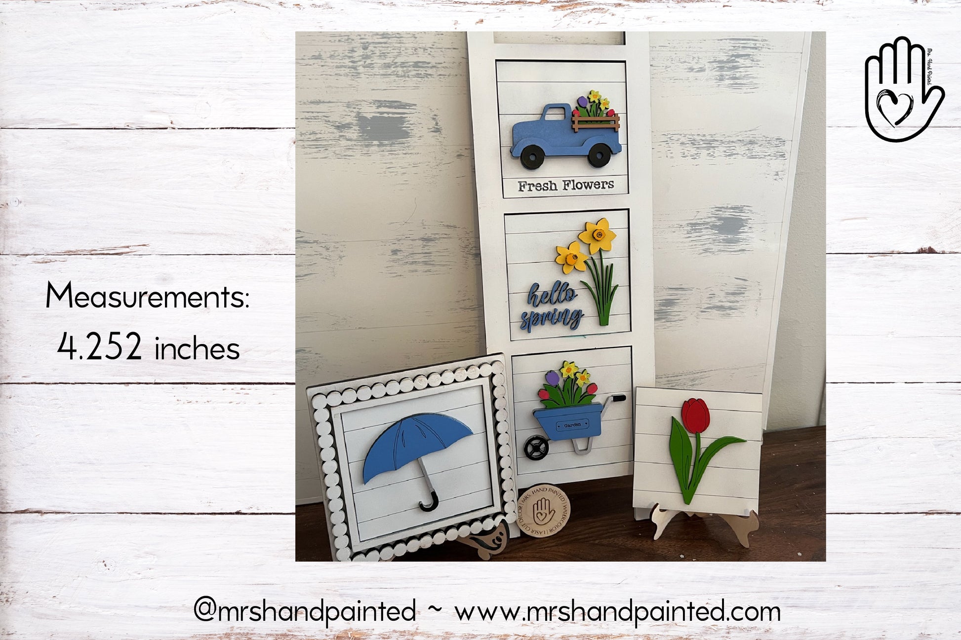 Spring Flowers Interchangeable Signs - Laser Cut Wood Painted