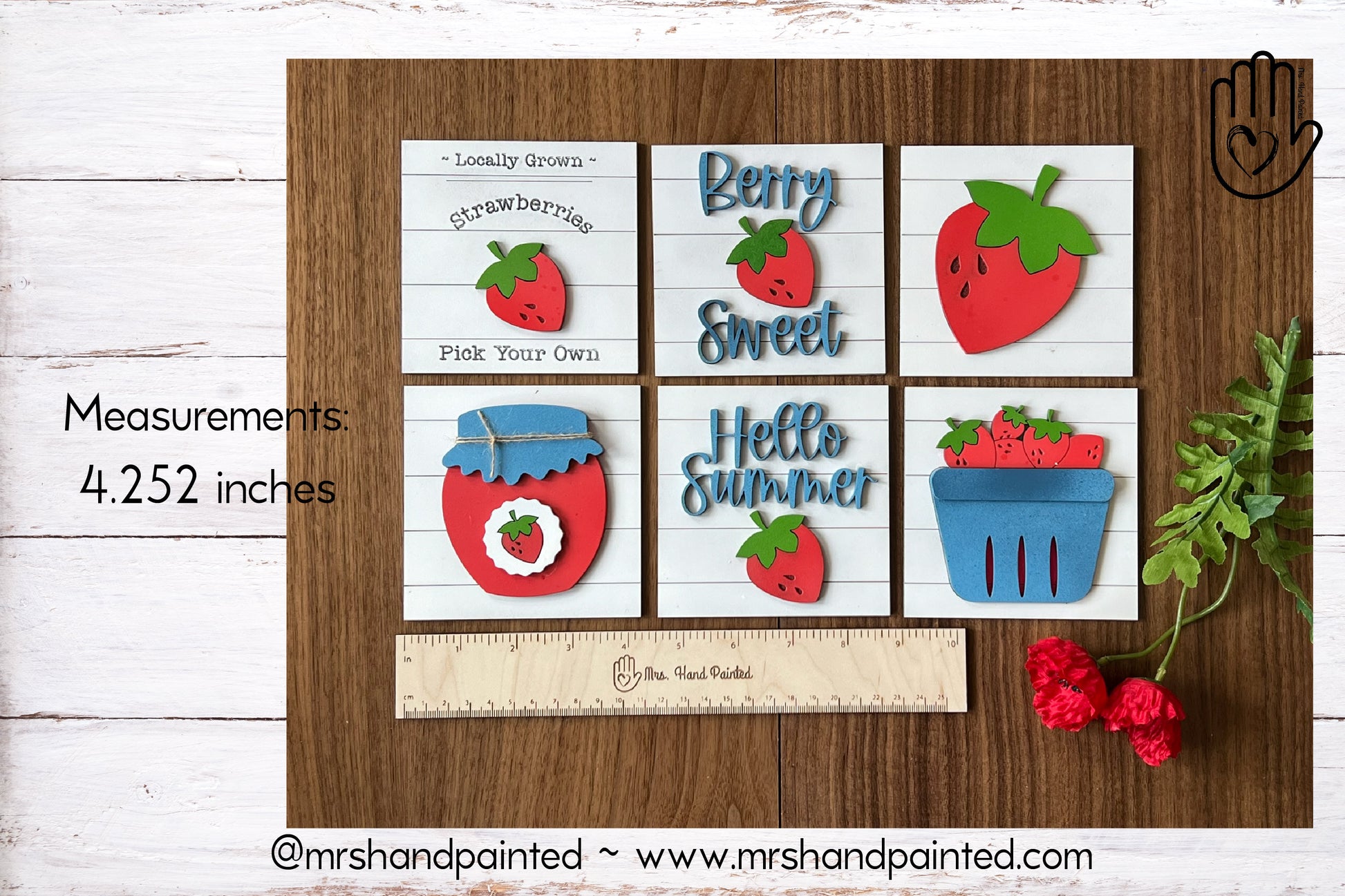 Digital Laser Cut File - Summer Strawberry Interchangeable Sign Tiles