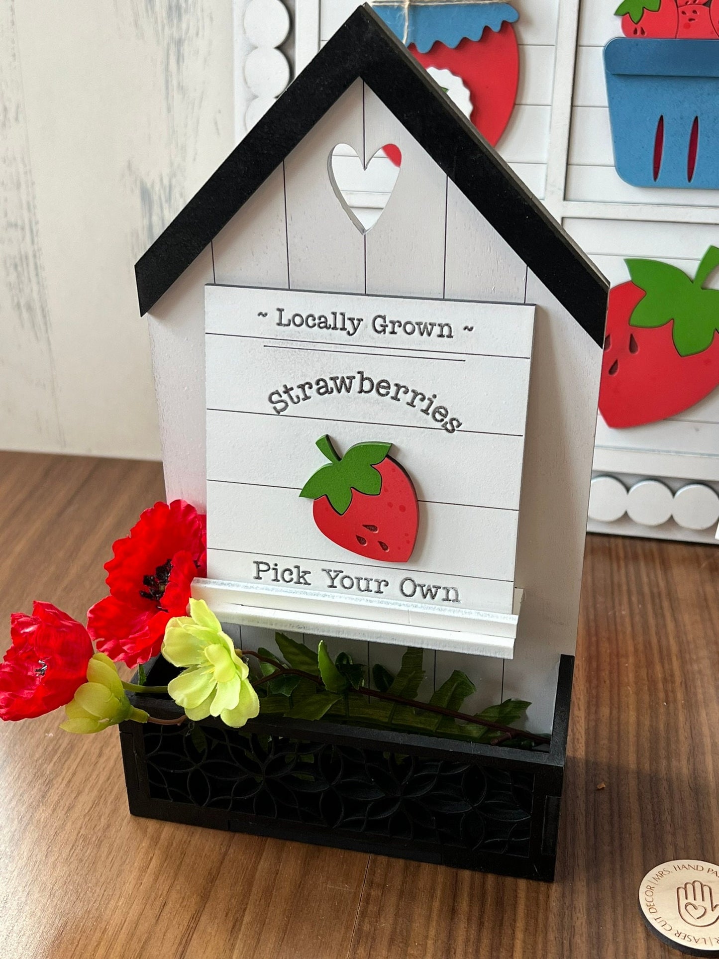 Summer Strawberry Interchangeable Signs - Laser Cut Wood Painted