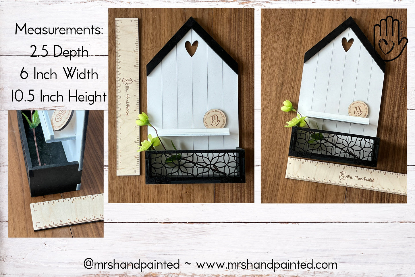 Laser Cut File -House with Basket Sign Tile Holder ~ Interchangeable Sign Backer - Digital Download