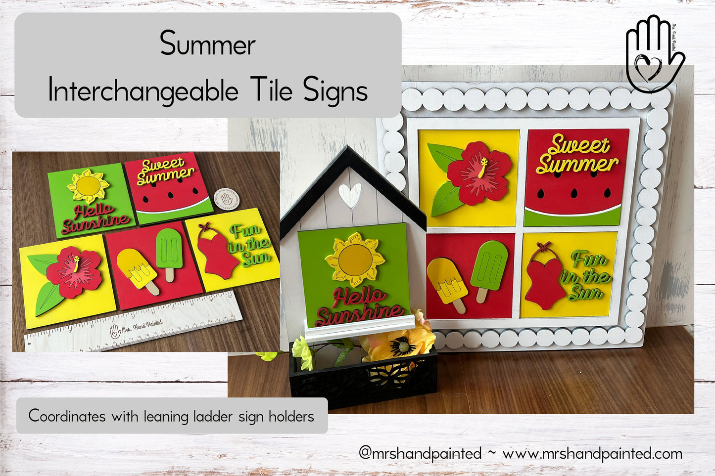 Summer Interchangeable Signs - Laser Cut Wood Painted