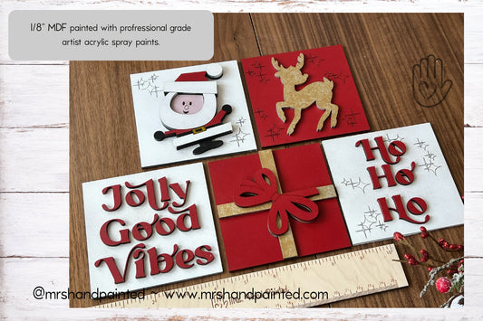 Digital Laser Cut File - Jolly Good Vibes Interchangeable Sign Tiles