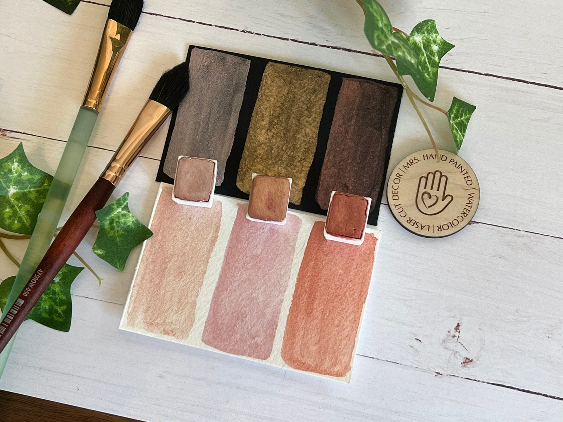 Handmade Watercolor Paints - ROSE GOLD Trio - Artisan Paint Palette, Set of 3 Shimmer Watercolor Paints