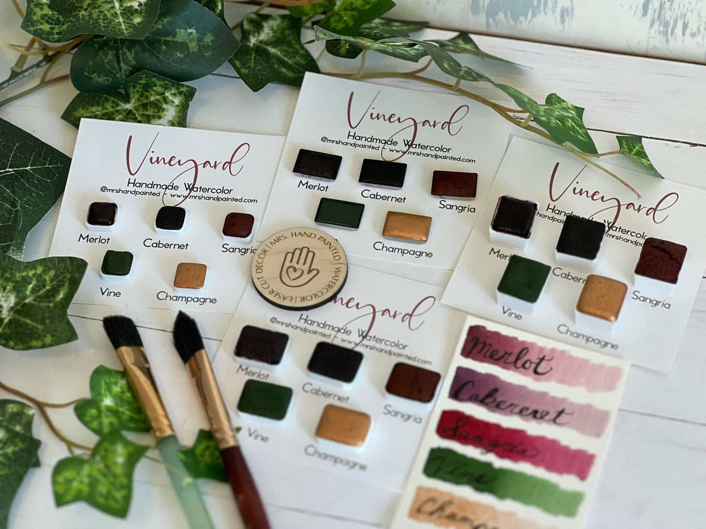 Handmade Watercolor Paints - MERLOT - Half Pan