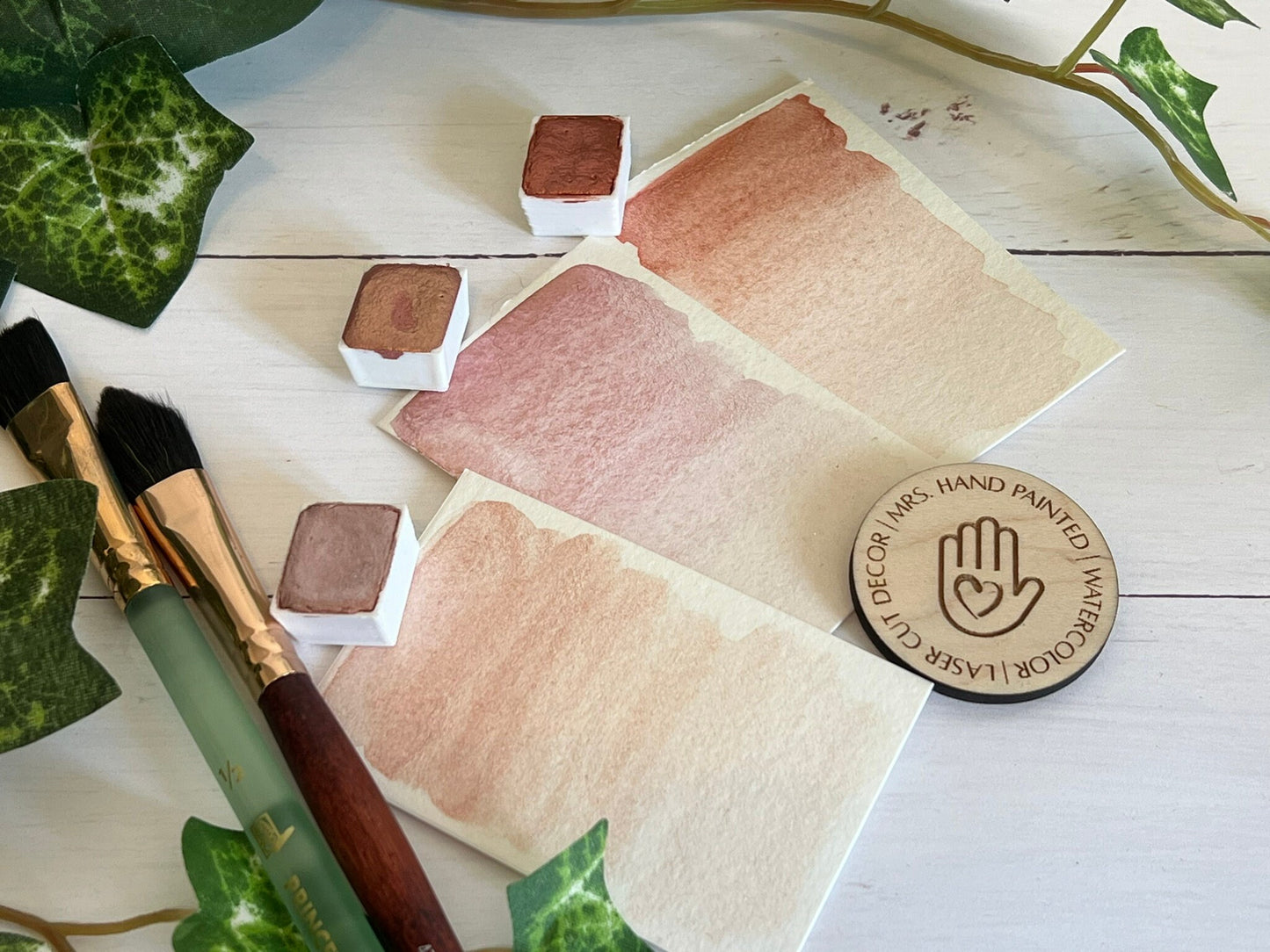 Handmade Watercolor Paints - ROSE GOLD Trio - Artisan Paint Palette, Set of 3 Shimmer Watercolor Paints