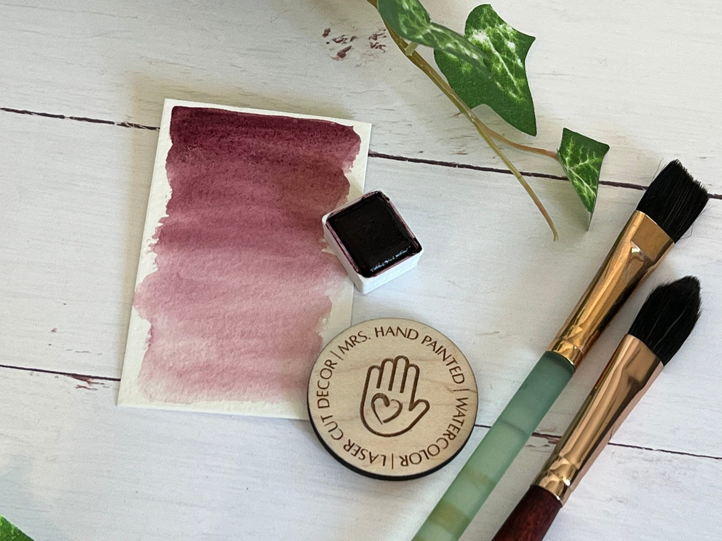 Handmade Watercolor Paints - MERLOT - Half Pan