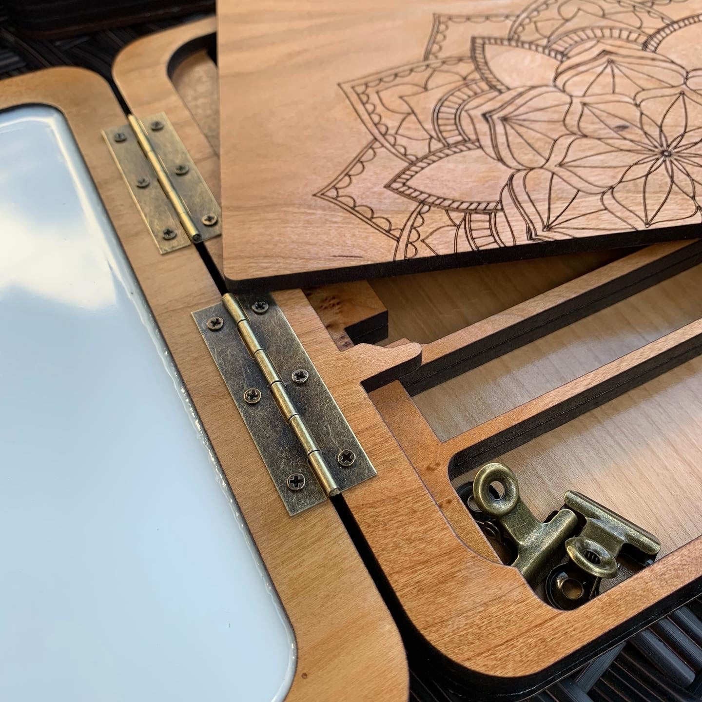 Wood Plein Air Pochade Watercolor Box with Personalization