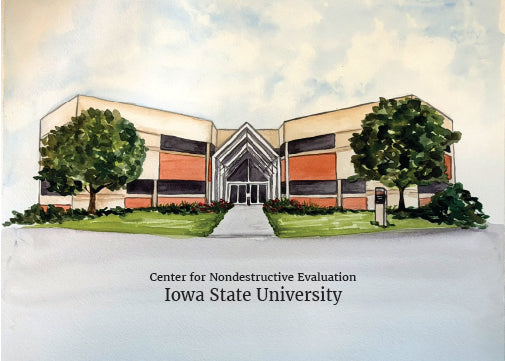 Iowa State Applied Sciences Complex Watercolor Landscape - Fine Art Giclee Print