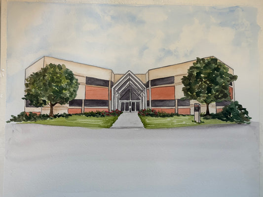 Iowa State Applied Sciences Complex Watercolor Landscape - Fine Art Giclee Print