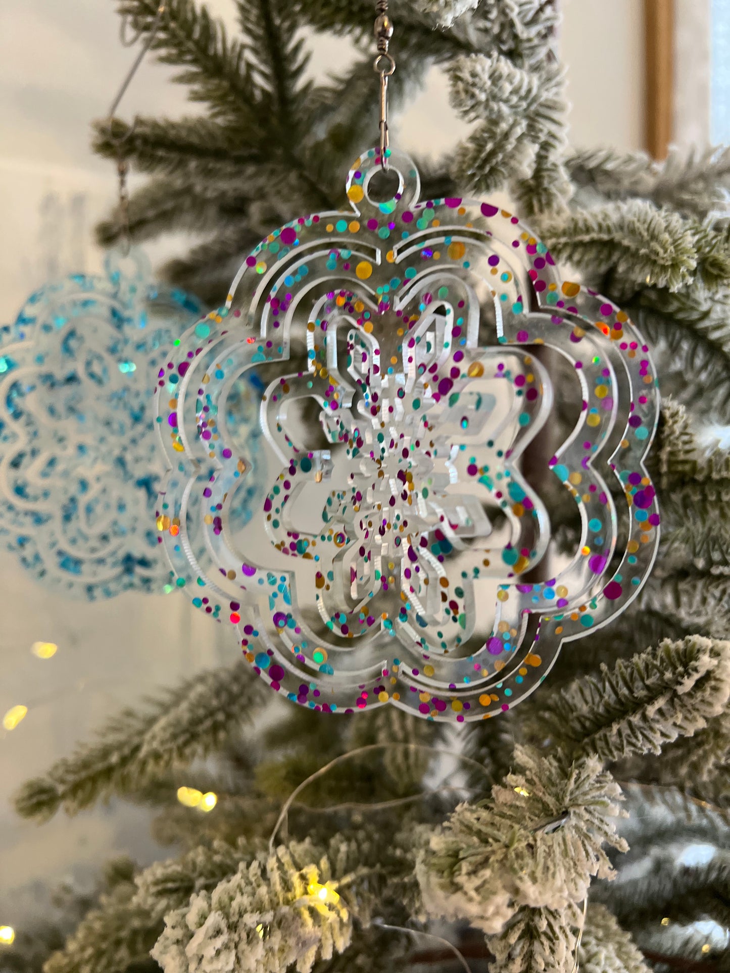 Snowflake Acrylic Spinner Ornament / Suncatcher