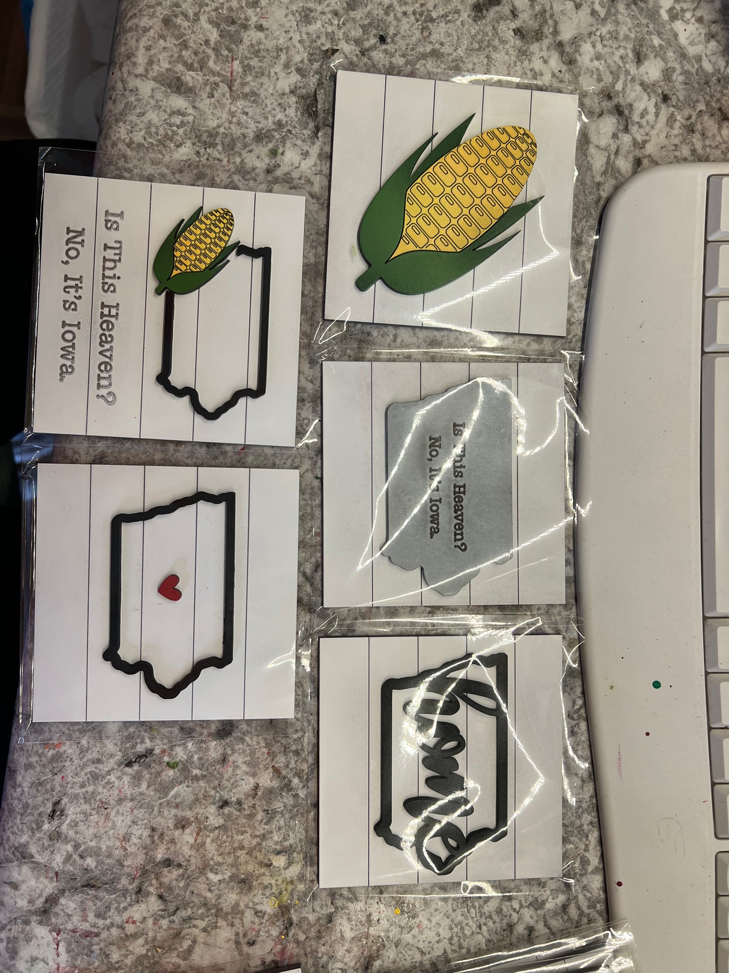 Iowa and Sweet Corn Theme Tiered Tray Decor - Laser Cut Wood Painted