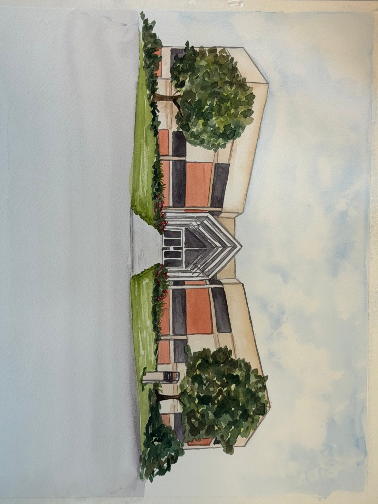 Iowa State Applied Sciences Building Watercolor Landscape - Fine Art Giclee Print