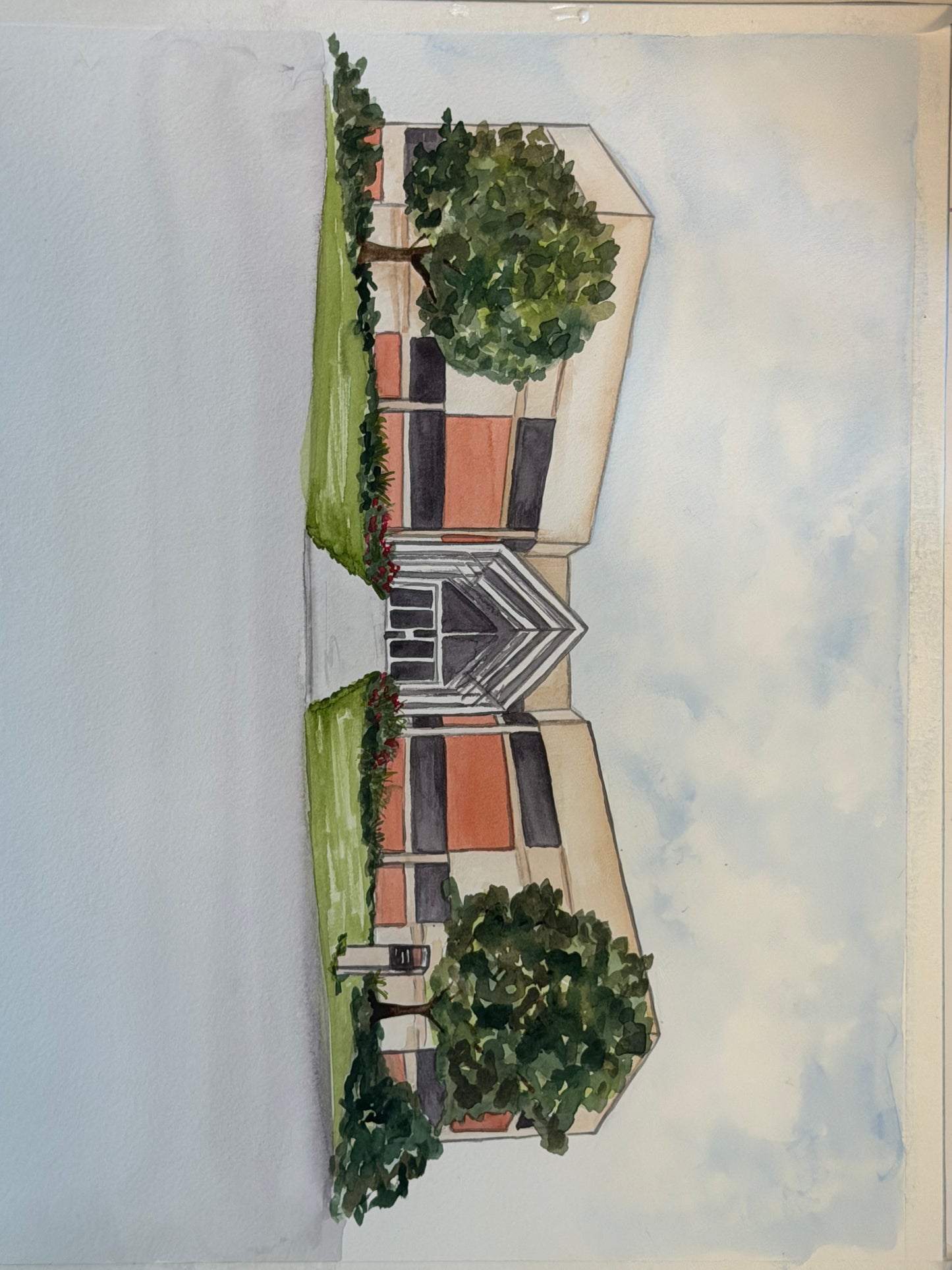 Iowa State Applied Sciences Building Watercolor Landscape - Fine Art Giclee Print