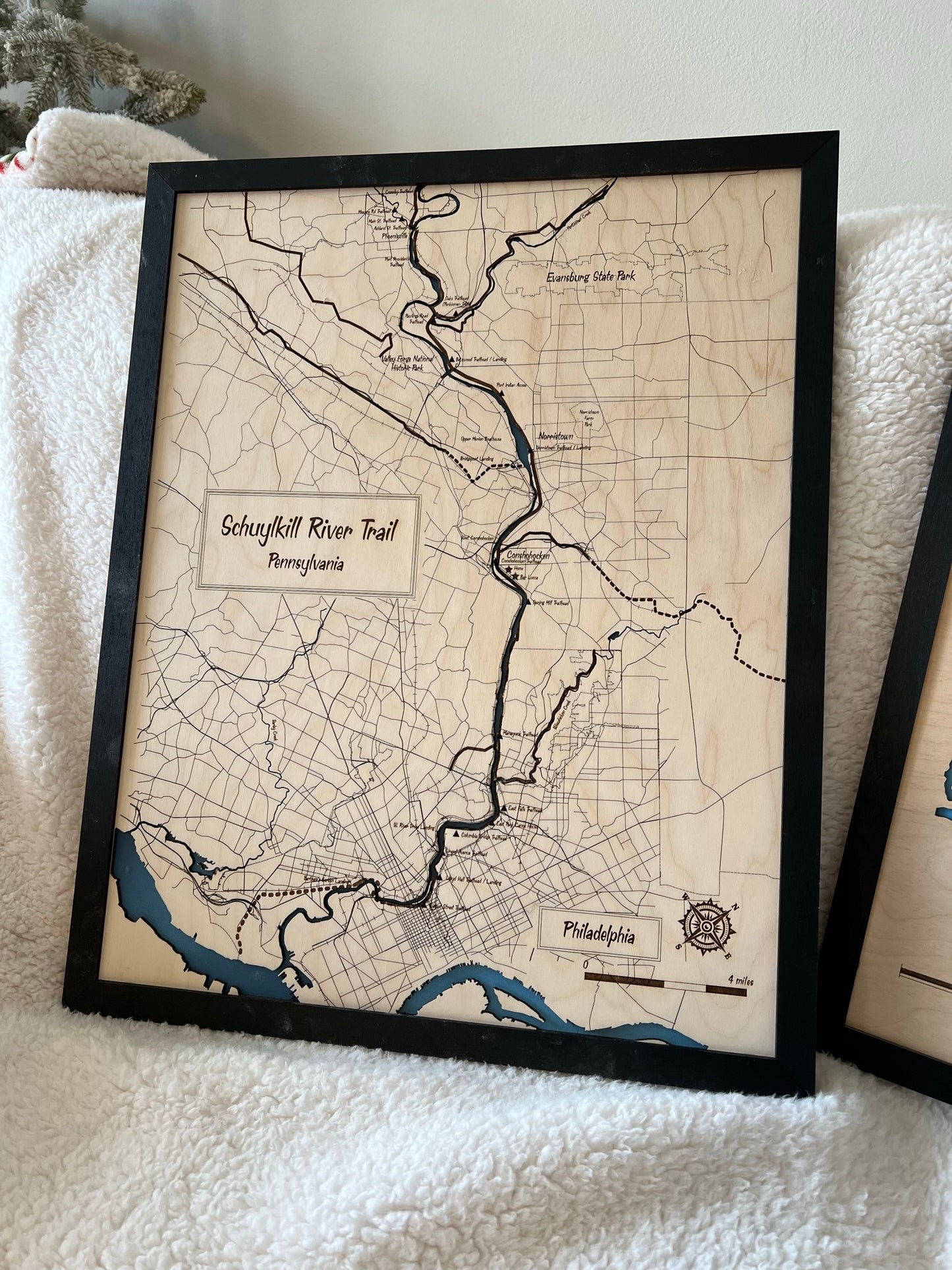 Schuylkill River Trail Map 16x20 Engraved Map