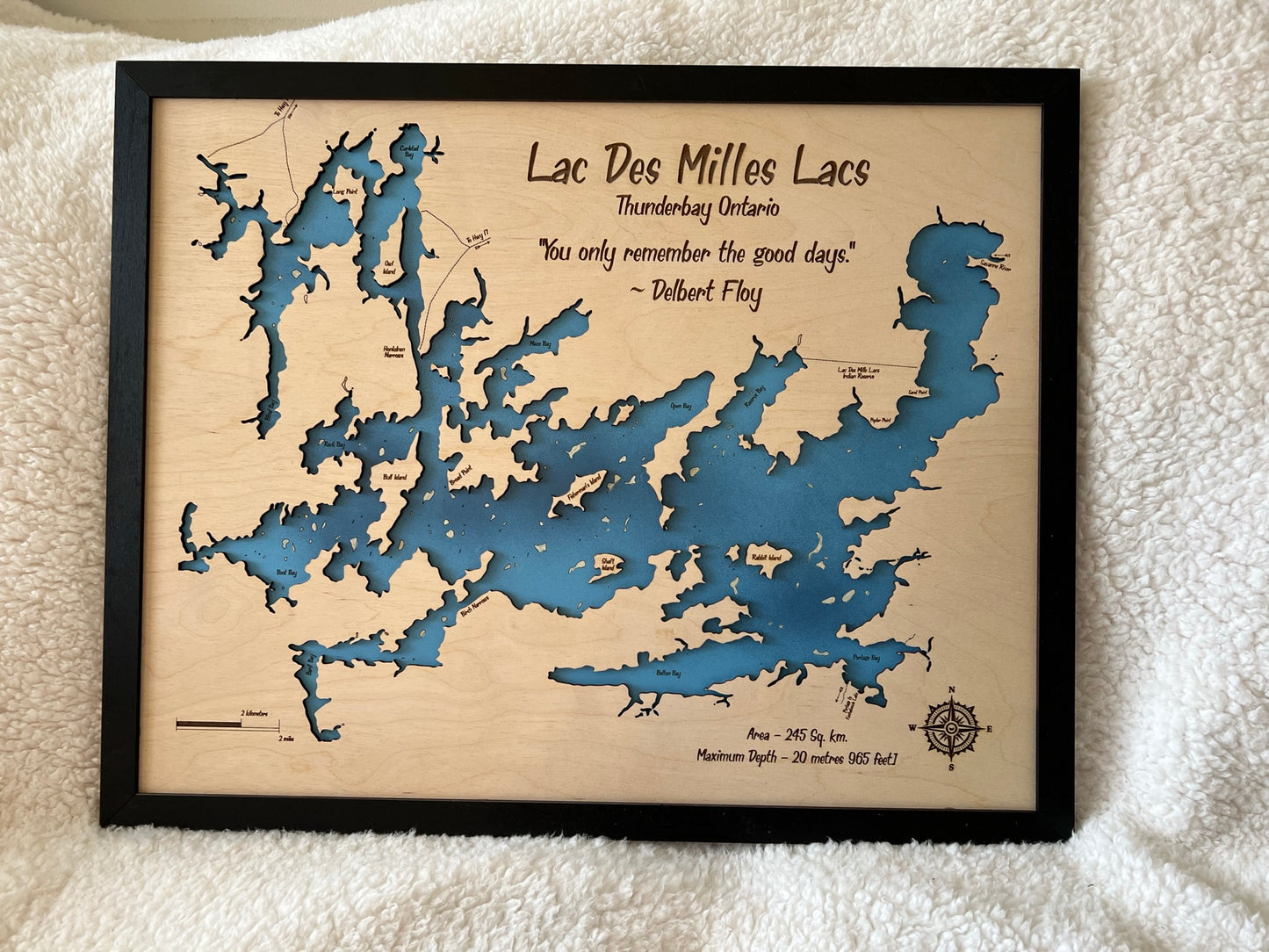 Layered Wood Engraved Map - Lac Des Mille Lacs