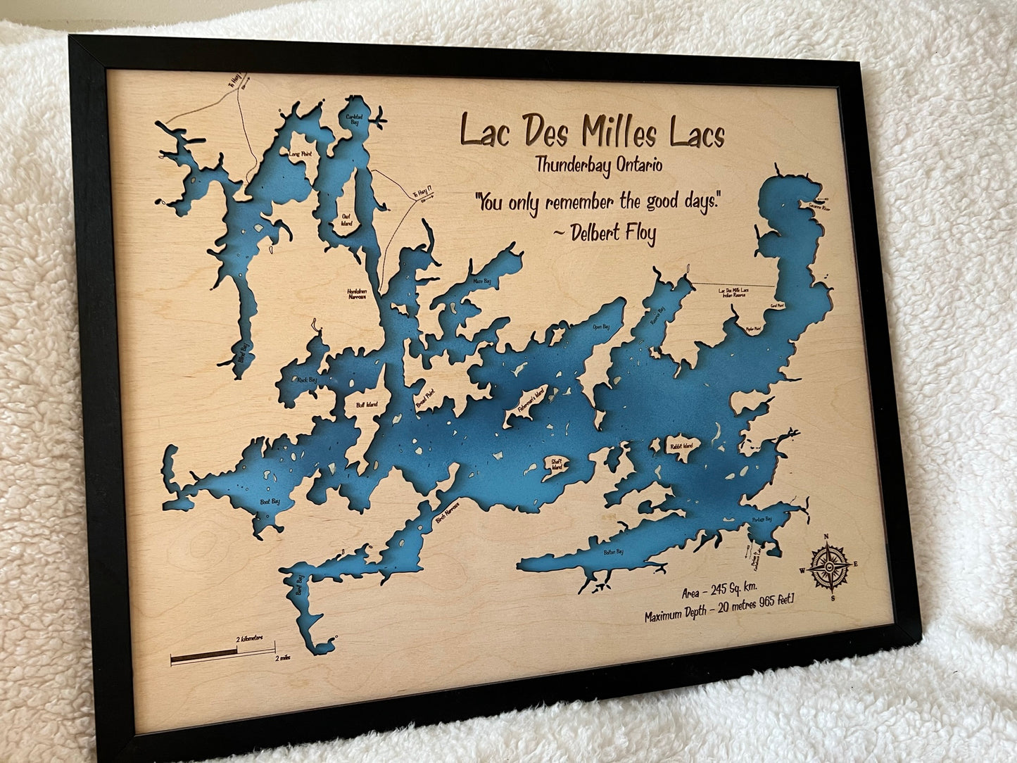 Layered Wood Engraved Map - Lac Des Mille Lacs