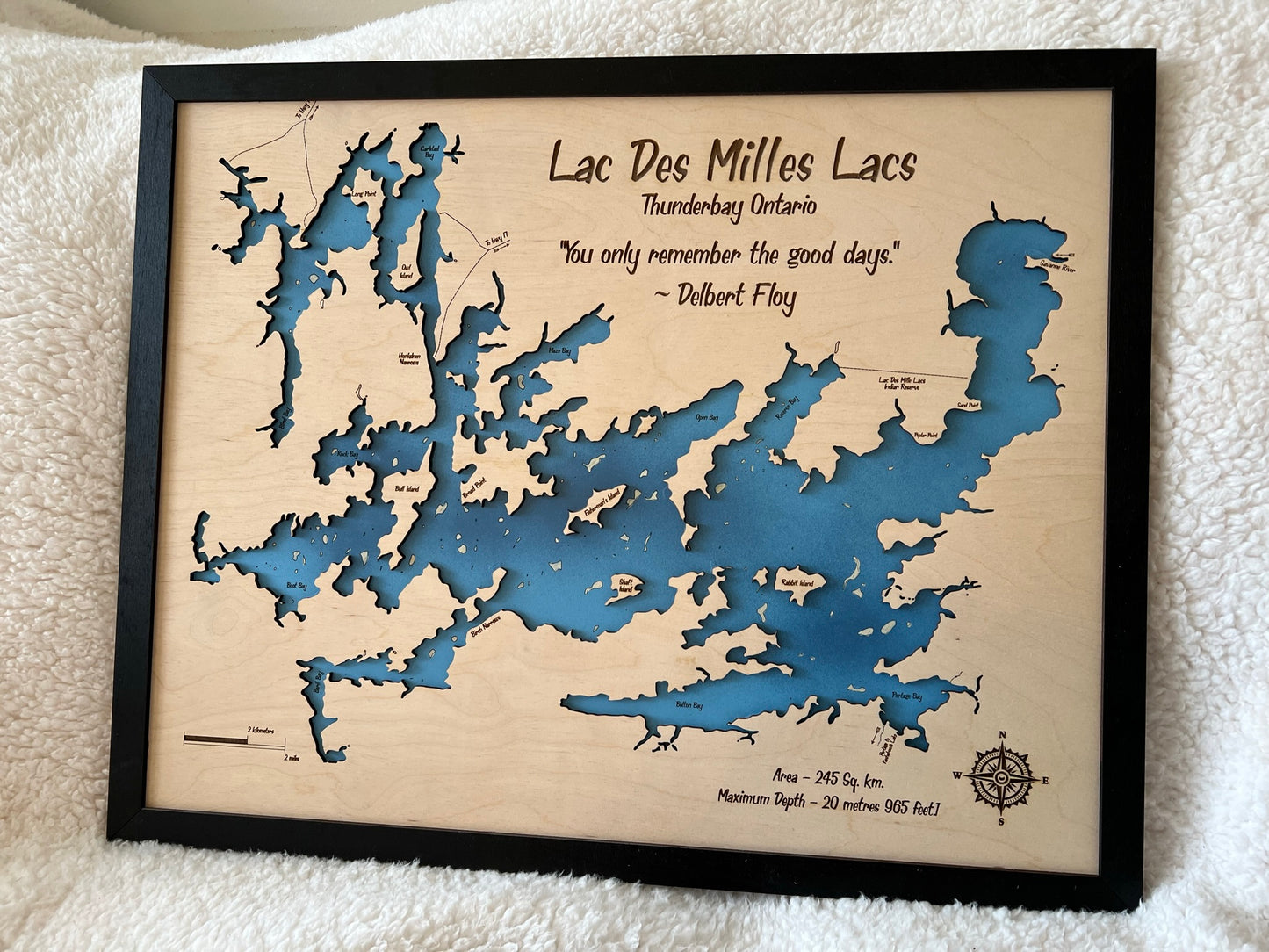 Layered Wood Engraved Map - Lac Des Mille Lacs