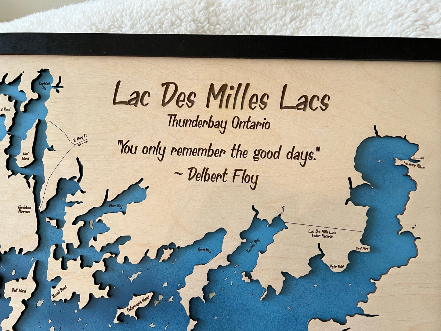 Layered Wood Engraved Map - Lac Des Mille Lacs