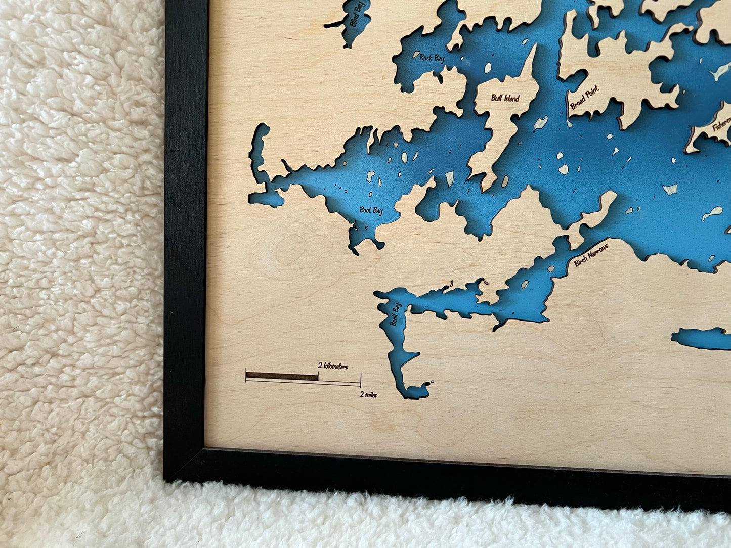 Layered Wood Engraved Map - Lac Des Mille Lacs