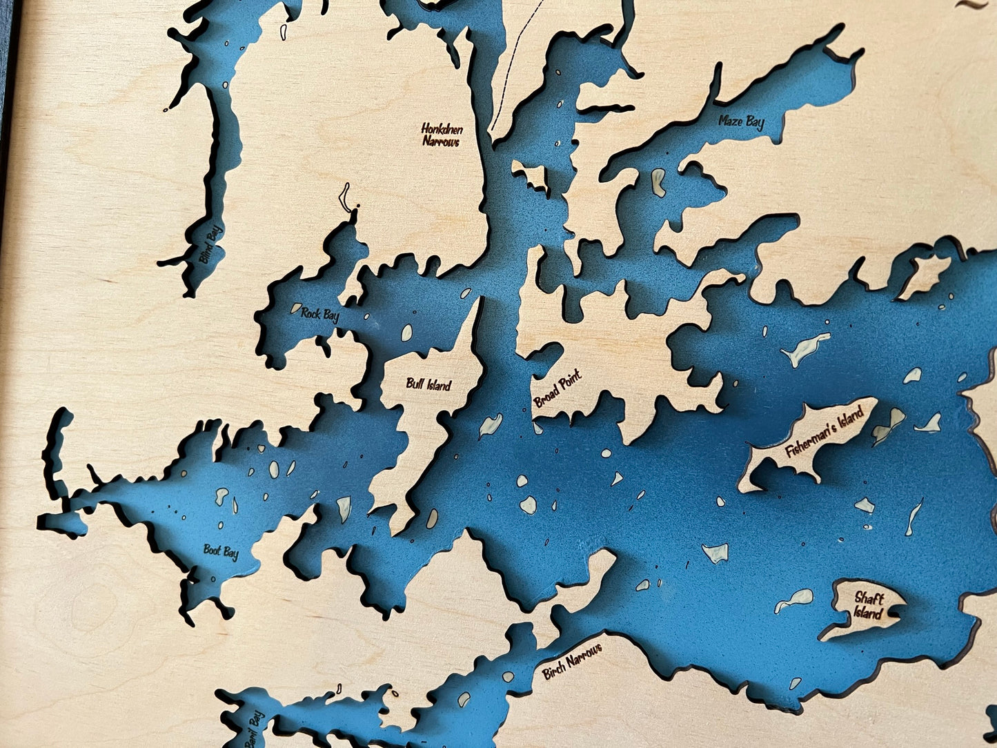 Layered Wood Engraved Map - Lac Des Mille Lacs