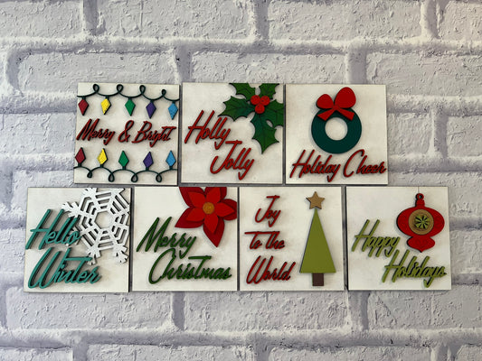 Mid Century Christmas Sign Tiles