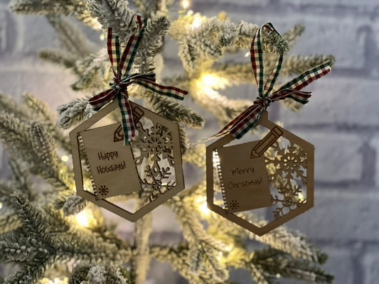 School Notepad and Pencil Ornament