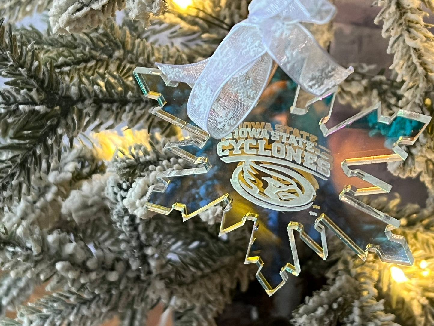 Iridescent Iowa State Snowflake Ornament