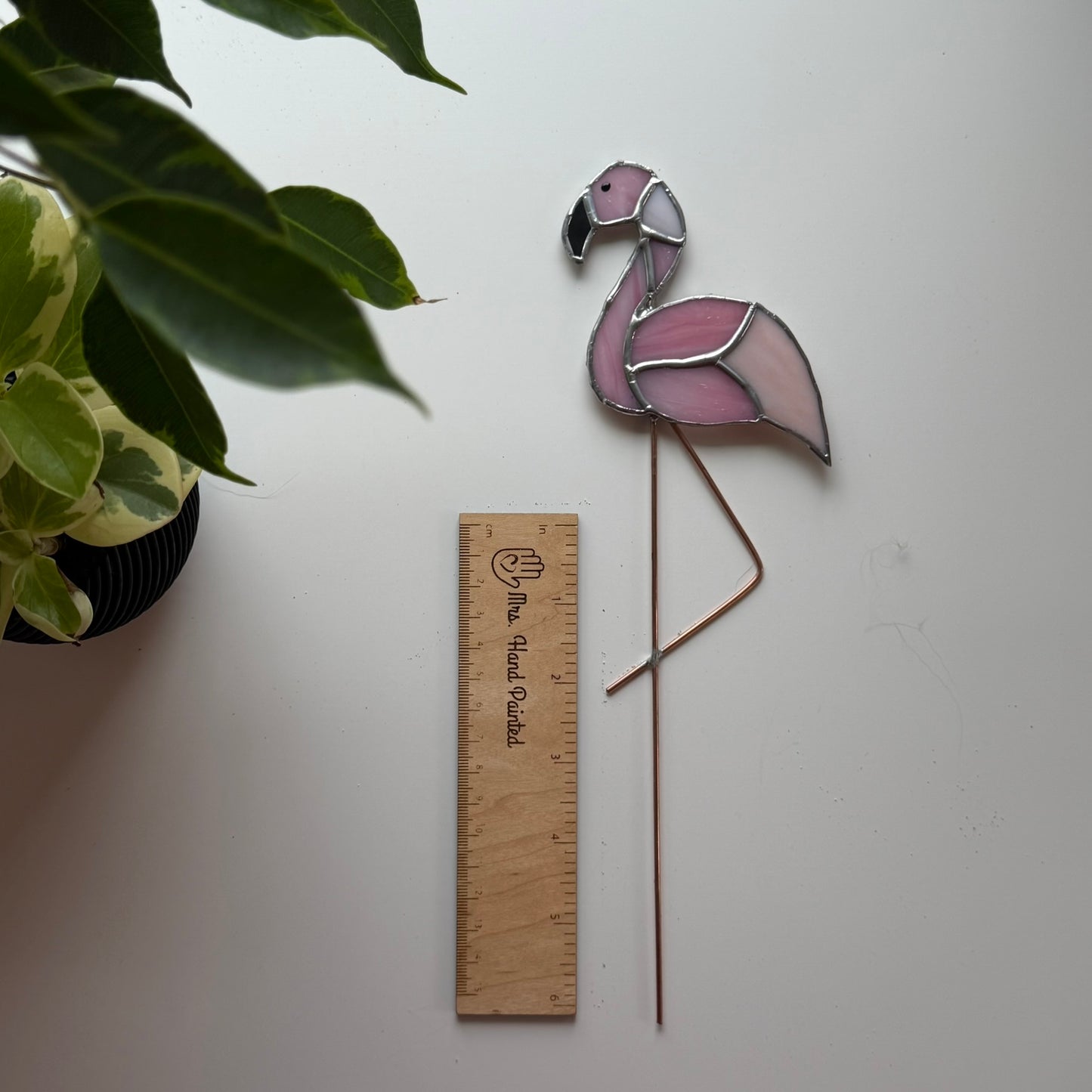 Flamingo Stained Glass Garden Stake