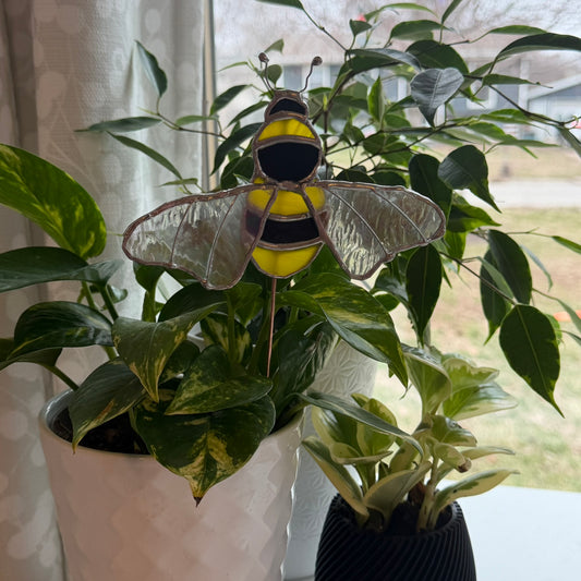 Bumblebee Stained Glass Garden Stake