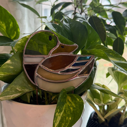 Mallard Duck Stained Glass Garden Stake