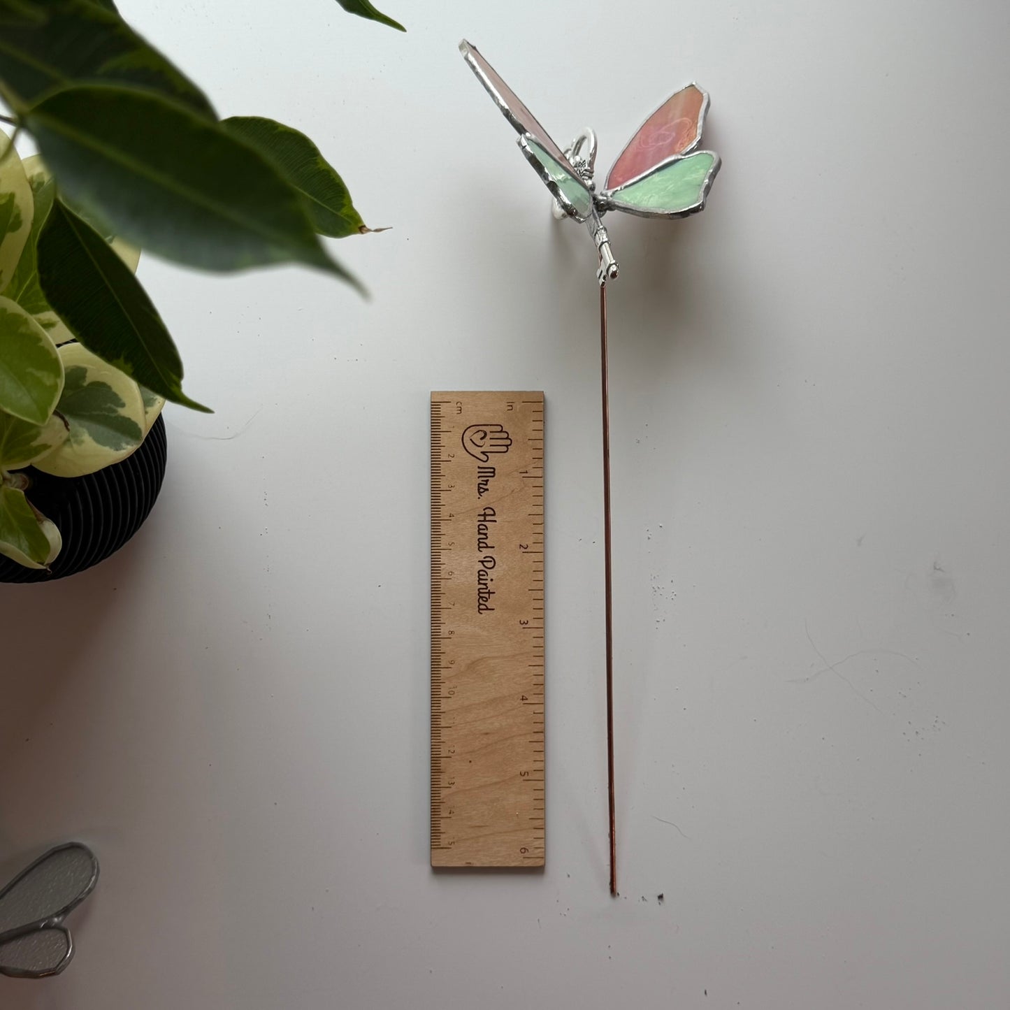 Butterfly Key Stained Glass Garden Stake