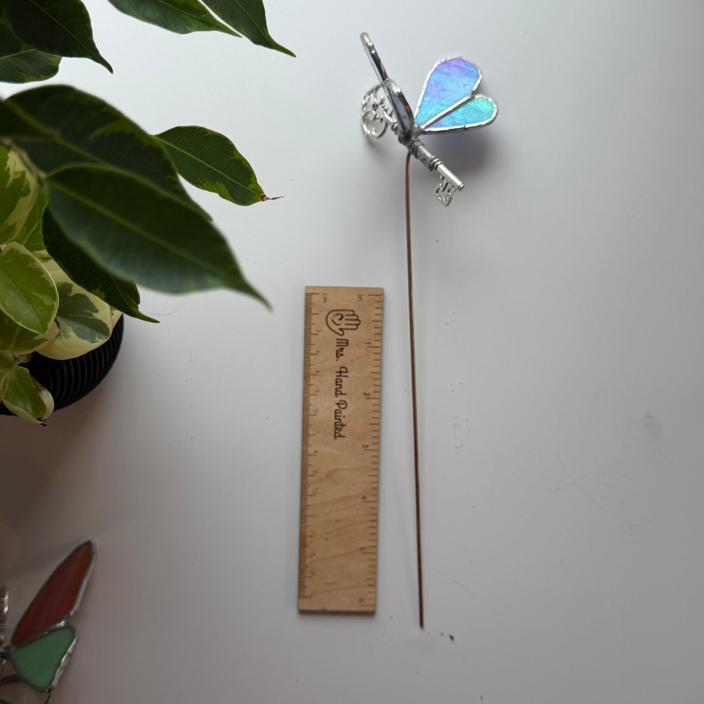 Dragonfly Key Stained Glass Garden Stake
