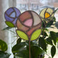 Circle Flower Stained Glass Garden Stake