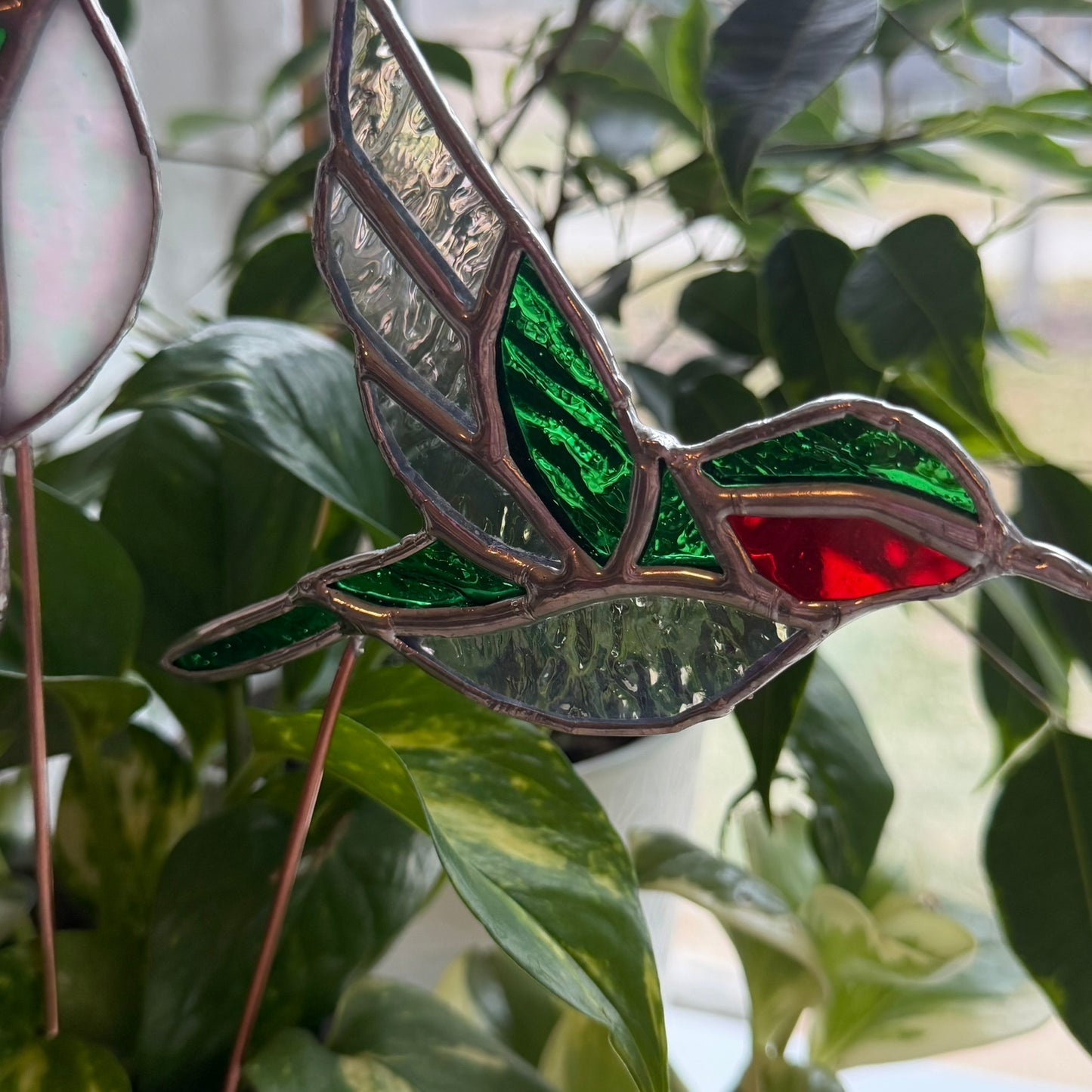 Hummingbird Stained Glass Garden Stake