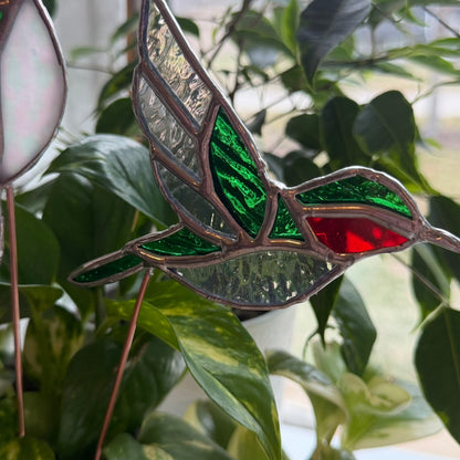 Hummingbird Stained Glass Garden Stake