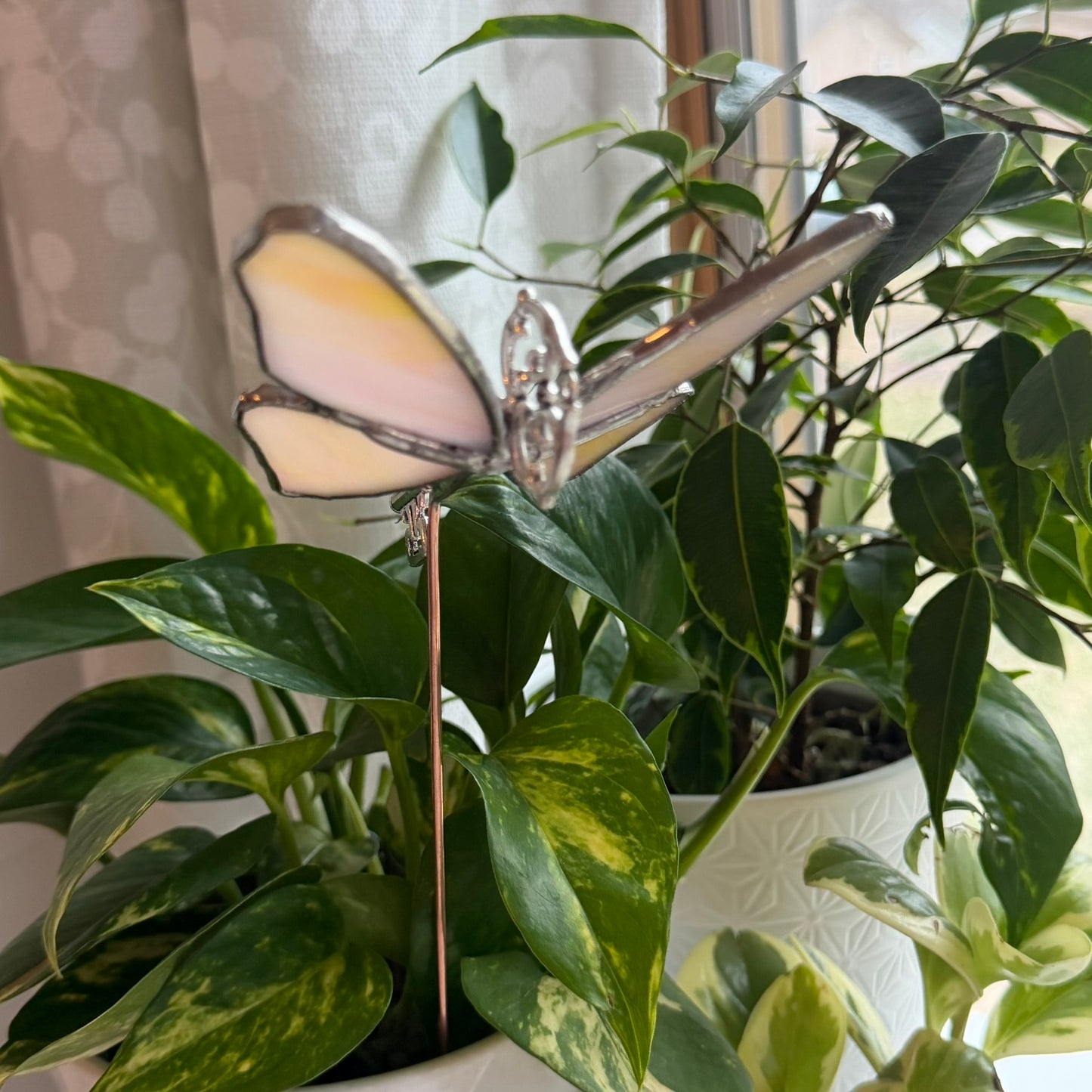 Butterfly Key Stained Glass Garden Stake