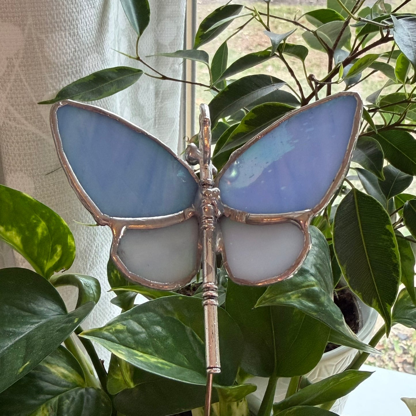Butterfly Key Stained Glass Garden Stake
