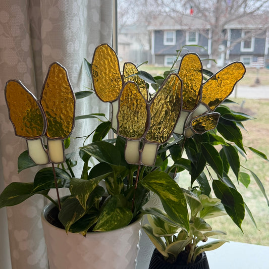 Morel Mushroom Stained Glass Garden Stake
