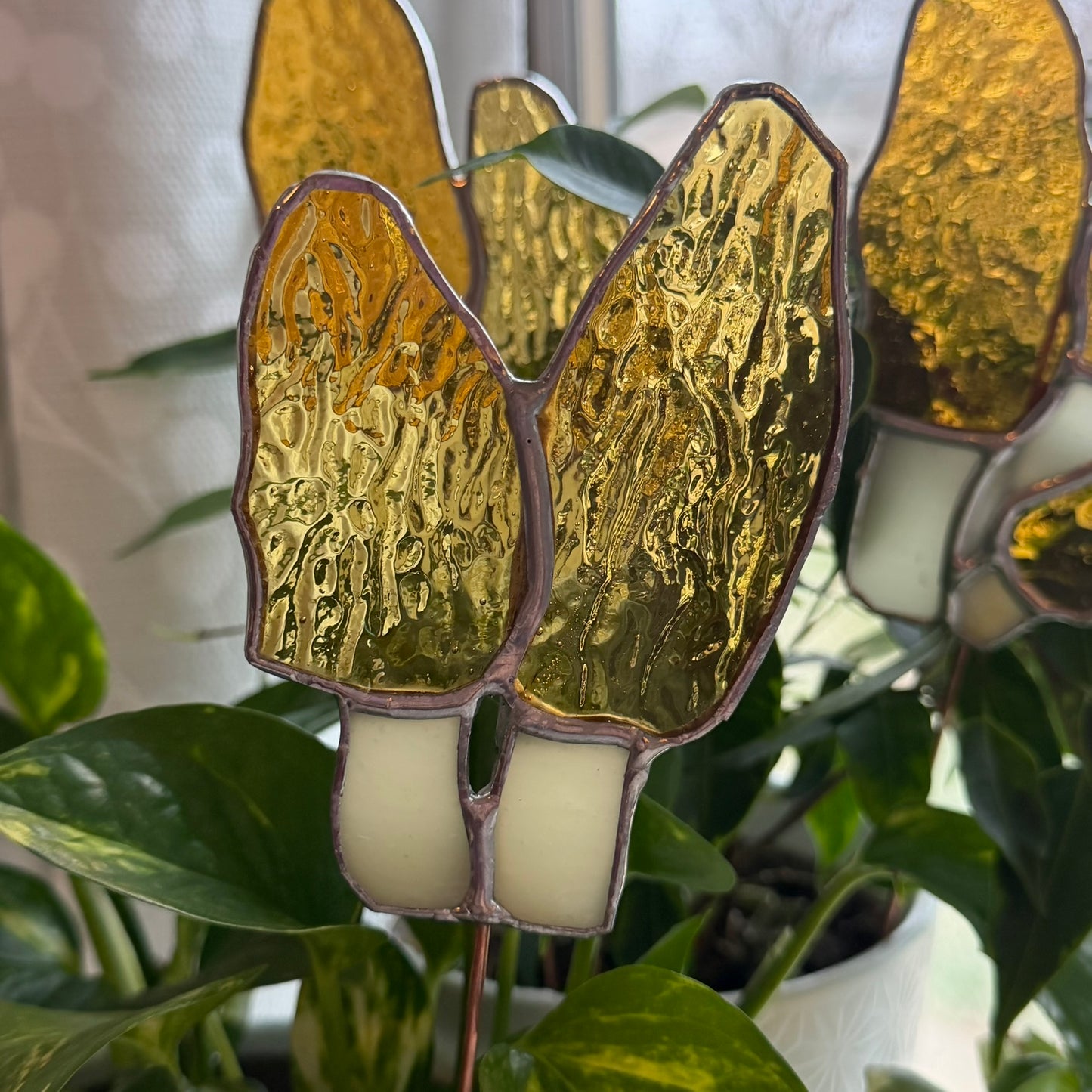 Morel Mushroom Stained Glass Garden Stake