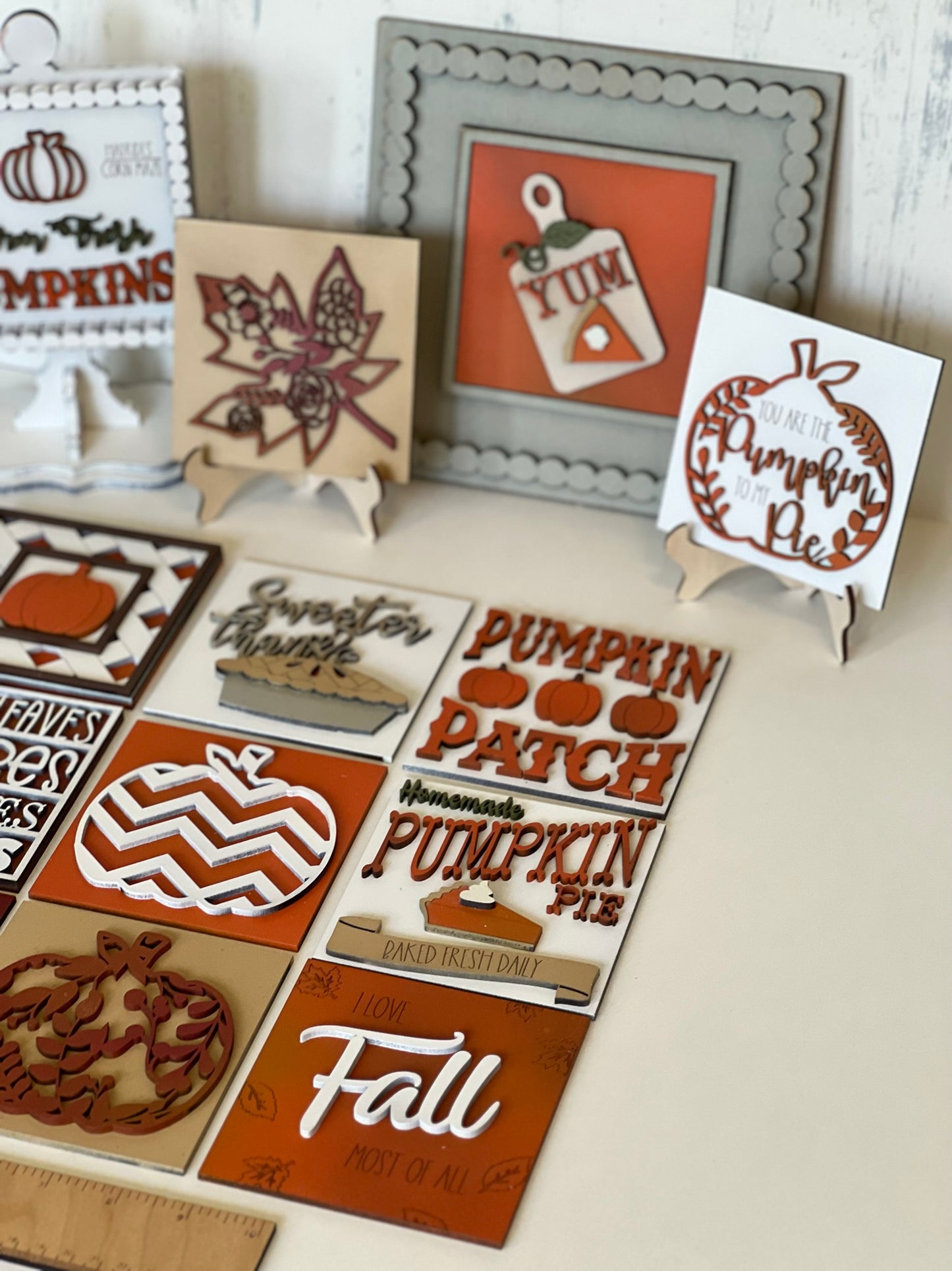 Fall & Pumpkin Pie Leaning Ladder Interchangeable Signs