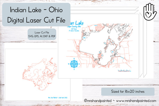Indian Lake Ohio - Laser Engraved Map File