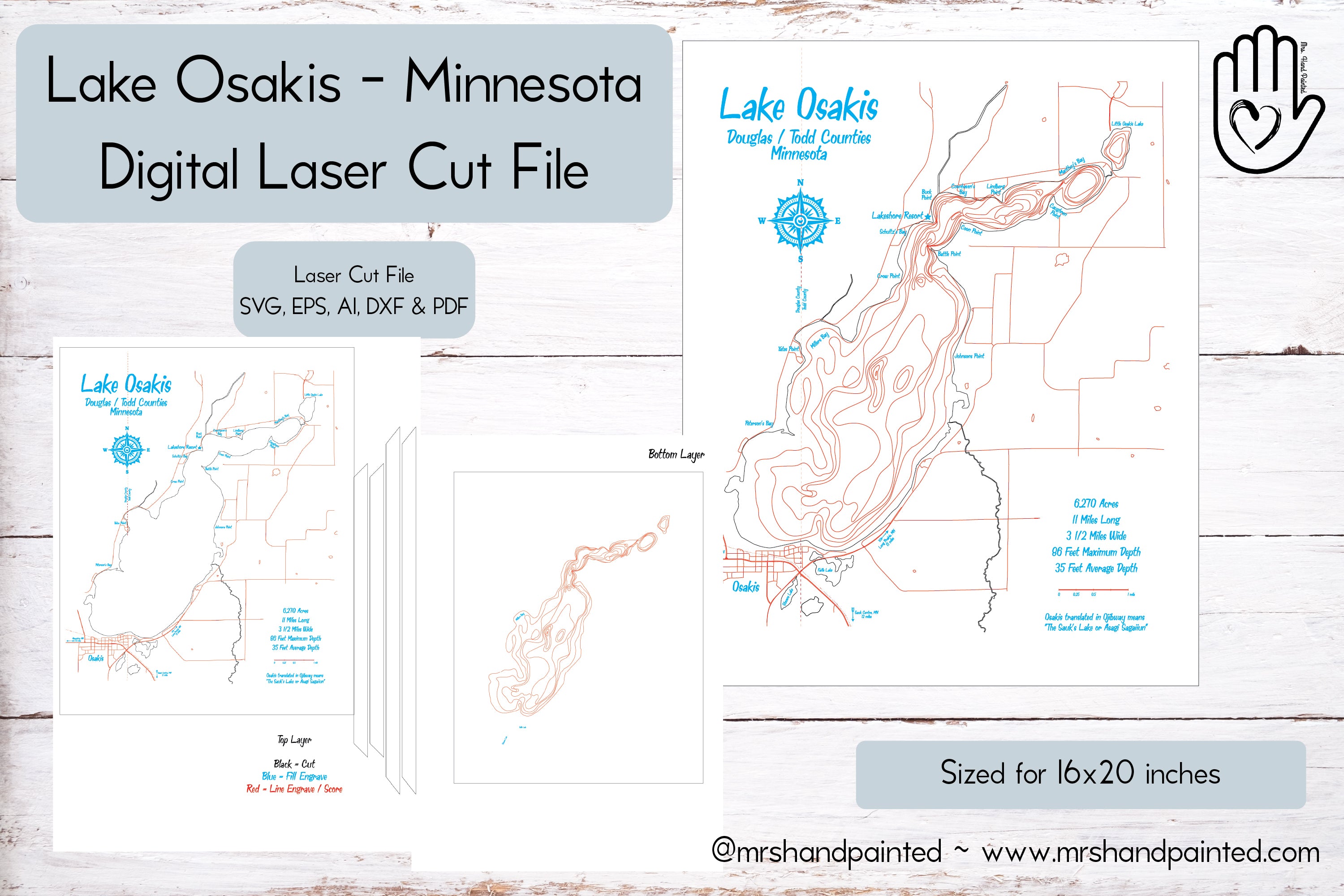 Digital Files - Lake Maps – MrsHandPainted