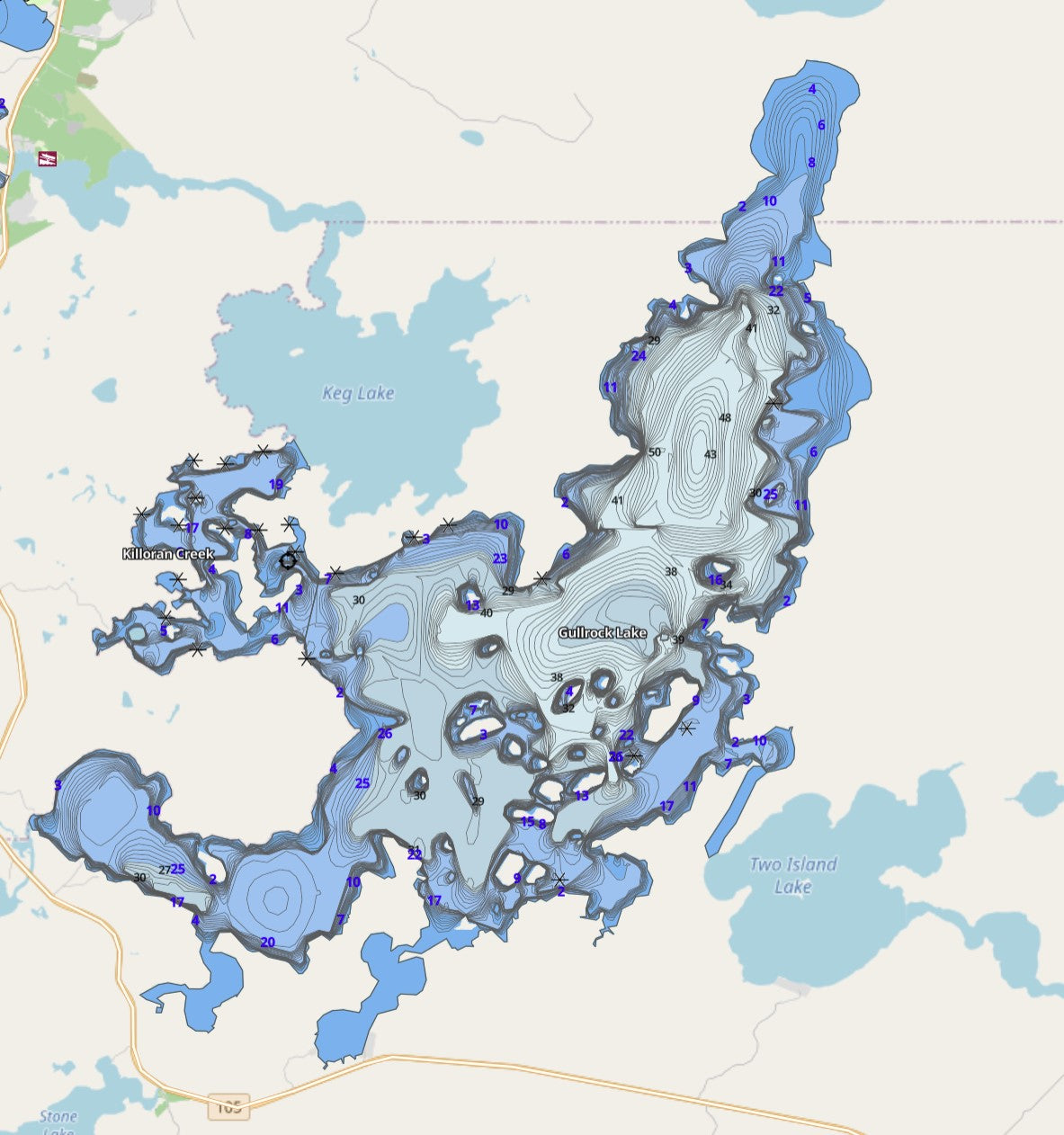 Custom Lake Map - Gullrock Lake Ontario